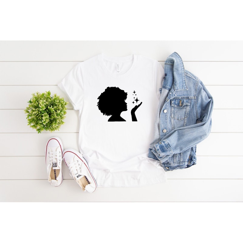 Black Woman T-Shirt, Afro Woman, Black Girl Magic Power, African American Woman Shirt, Black Queen Shirt, gifts for her, women's clothing, - 1.jpg