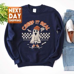 retro halloween spooky sweatshirt, creep it real shirt, vintage ghost halloween shirt