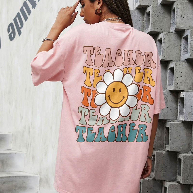 Retro Teacher Daisy Colorful - Elementary School Teacher Sweatshirt, First Day Of School Crewneck, Teacher Squad Shirts - 3.jpg