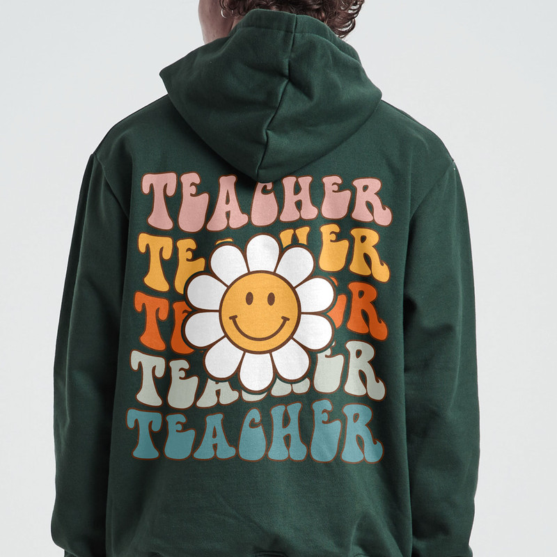 Retro Teacher Daisy Colorful - Elementary School Teacher Sweatshirt, First Day Of School Crewneck, Teacher Squad Shirts - 4.jpg