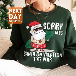 santa on vacation sweatshirt, funny gift for christmas, santa retro christmas shirt
