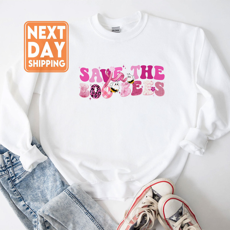 Save The Boo Bees Sweatshirt For Women , Funny Cute Witch Bee Shirt, Pink Ribbon Halloween Breast Cancer Awareness Hoodie, Bee Lover Gift - 1.jpg