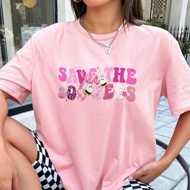 Save The Boo Bees Sweatshirt For Women , Funny Cute Witch Bee Shirt, Pink Ribbon Halloween Breast Cancer Awareness Hoodie, Bee Lover Gift - 5.jpg