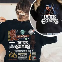 luke combs 2023 world tour t-shirt 2 side, luke combs bullhead sweatshirt, country music, luke combs, music concert
