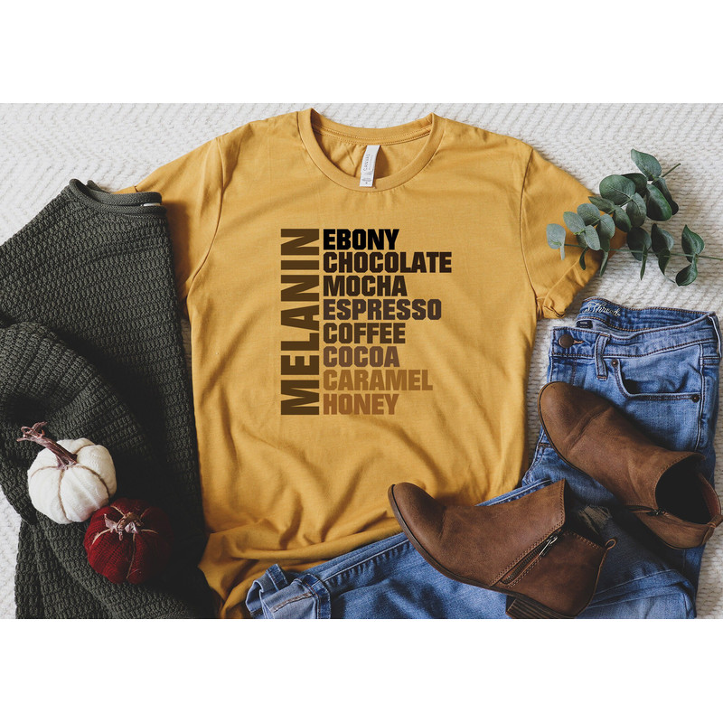 Melanin Shirt, Ebony Chocolate Mocha Espresso Coffee Cocoa Caramel, Nubian Melanin Black Girl Shirt, Afro Woman Shirt, Black Queen Shirt - 2.jpg