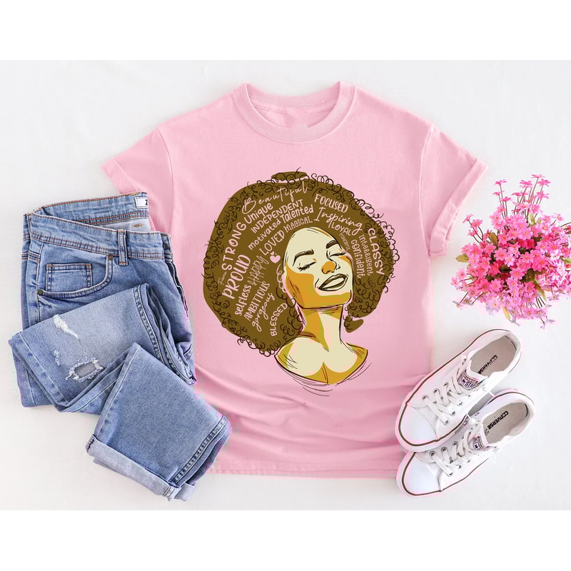 Powerful Afro Woman Shirt, Afrocentric Shirt, Afro Praying Shirt, Afro American Shirt, Black Woman Shirt, Black Girl Magic Shirt, BLM Shirt - 1.jpg