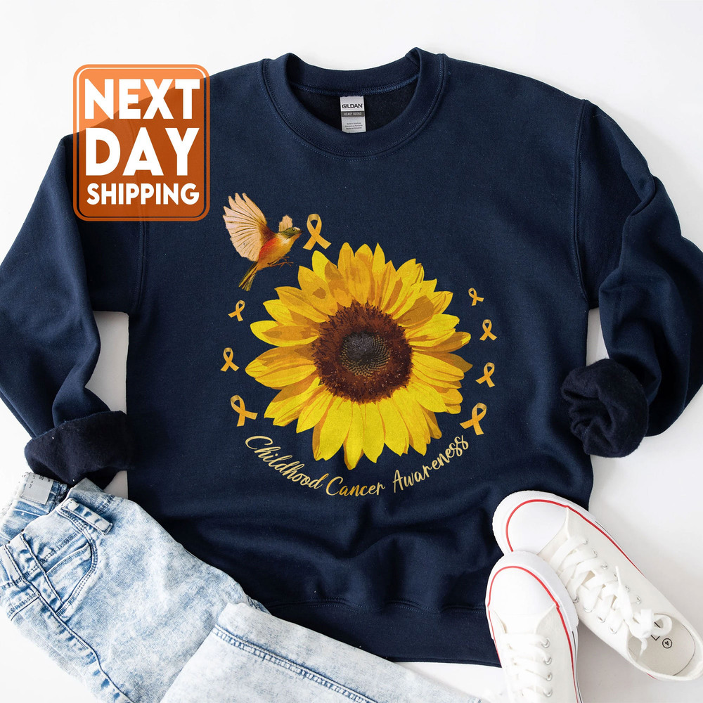 Sunflower Childhood Cancer Awareness Sweatshirt, Motivational Shirt, Childhood Cancer Awareness , Gold Ribbon Shirt, Cancer Support - 3.jpg