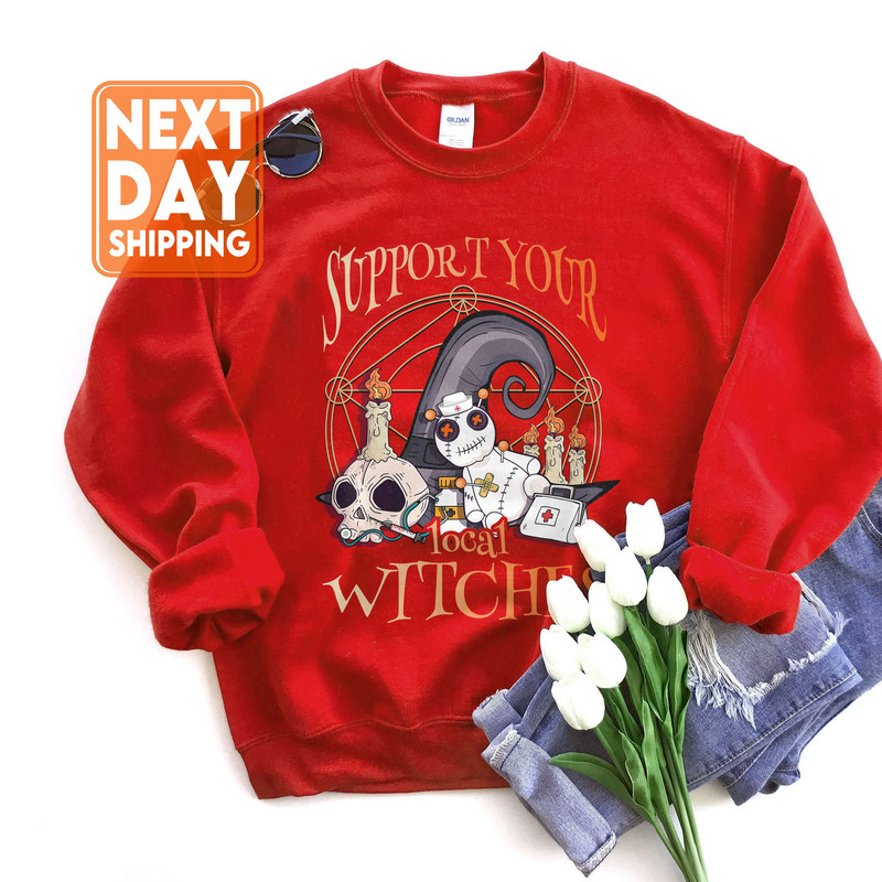Support Your Local Witches Nurse Sweatshirt, Spooky Witch, Funny Nurse Halloween Shirt, Halloween Gift for Nurse, Nurse Halloween Party - 4.jpg