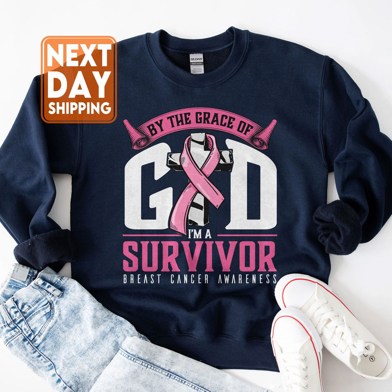 Survivor Breast Cancer Sweatshirt, Motivational Shirt, Breast Cancer Awareness Crewneck, Pink Ribbon Shirt, Cancer Support Tee - 1.jpg