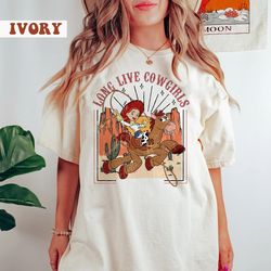 vintage disney toy story jessie shirt long live cowgirls comfort colors shirt, toy story jessie and bullseye shirt