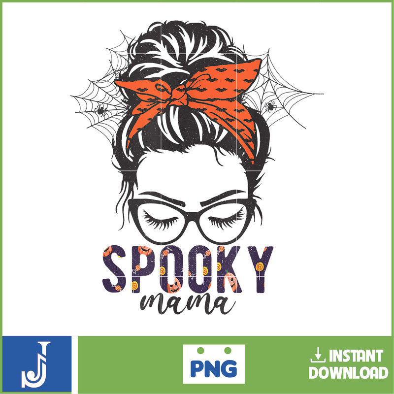 Funny Halloween Mama Messy Bun Lashes for Spooky Mama T-Shirt.jpg