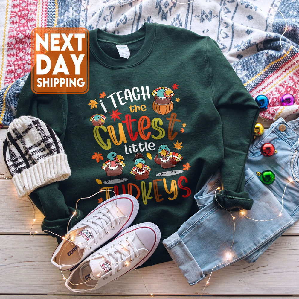 Teacher Of Little Turkeys Thanksgiving Sweatshirt, Thanksgiving Teacher Tshirt, Funny Fall Women Shirts, Retro Fall Teacher Hoodie - 3.jpg