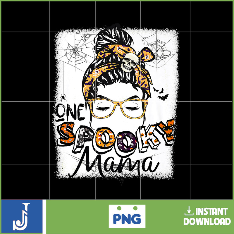 Funny One Spooky Mama Witch Mom Women Spooky Halloween Day Premium T-Shirt.jpg