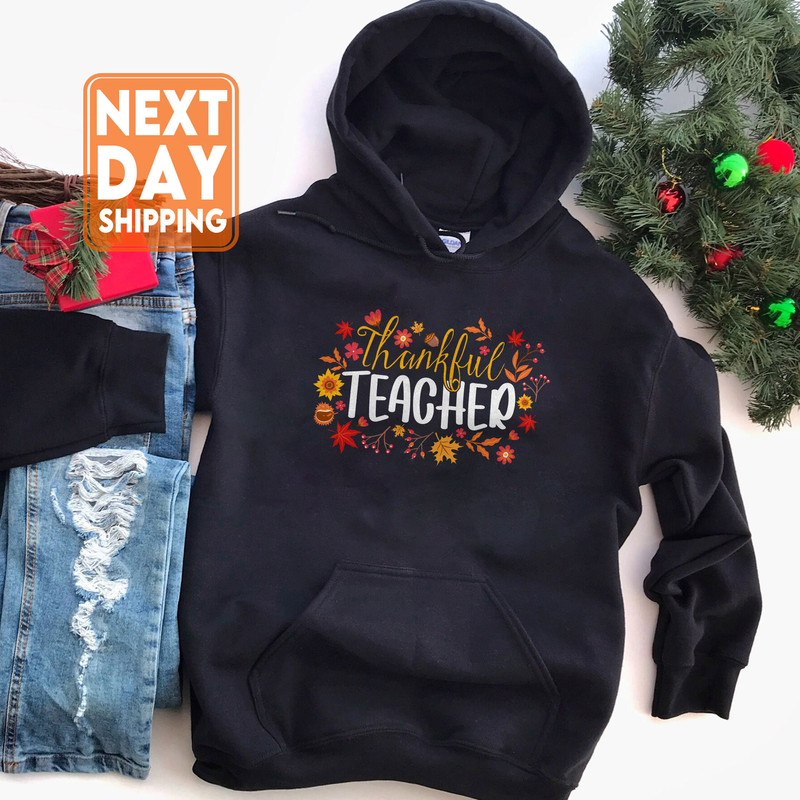 Thankful Teacher Crewneck Sweatshirt, Fall Season Thanksgiving T-Shirt, Teacher of Little Turkeys Hoodie - 5.jpg