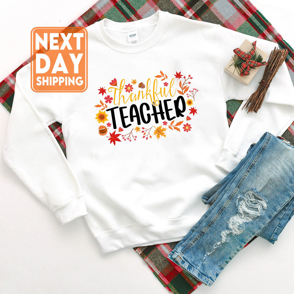 Thankful Teacher Crewneck Sweatshirt, Fall Season Thanksgiving T-Shirt, Teacher of Little Turkeys Hoodie - 6.jpg