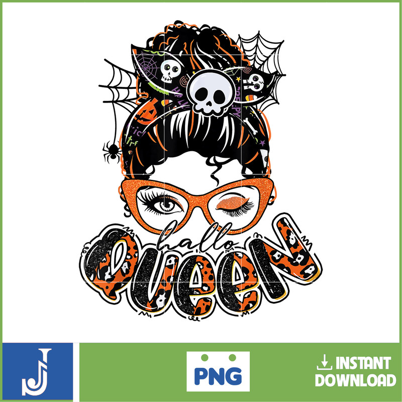 Halloqueen messy bun pumpkin witch halloween T-Shirt.jpg