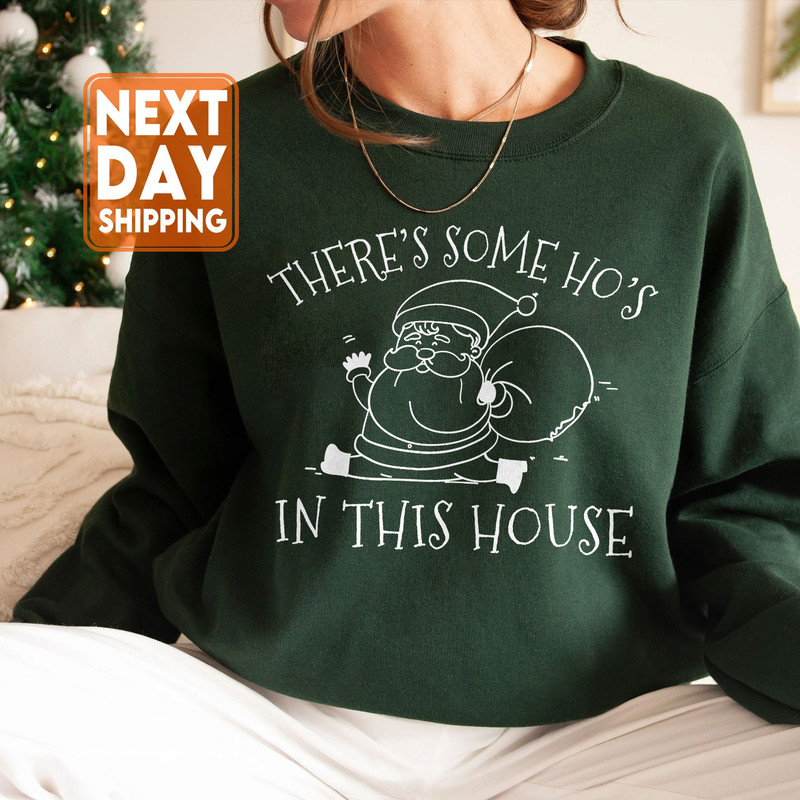 There Is Some Ho's In This House Sweatshirt, Ugly Christmas Sweater, Funny Christmas Sweatshirt Gift, Funny Santa Hoodie, Christmas Holiday - 1.jpg