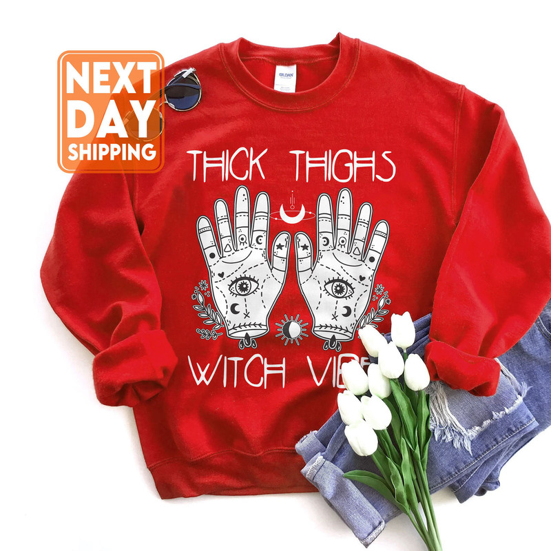 Thich Thighs Witch Vibes Sweatshirt - Halloween Crewneck - Fall Tshirt - 3.jpg