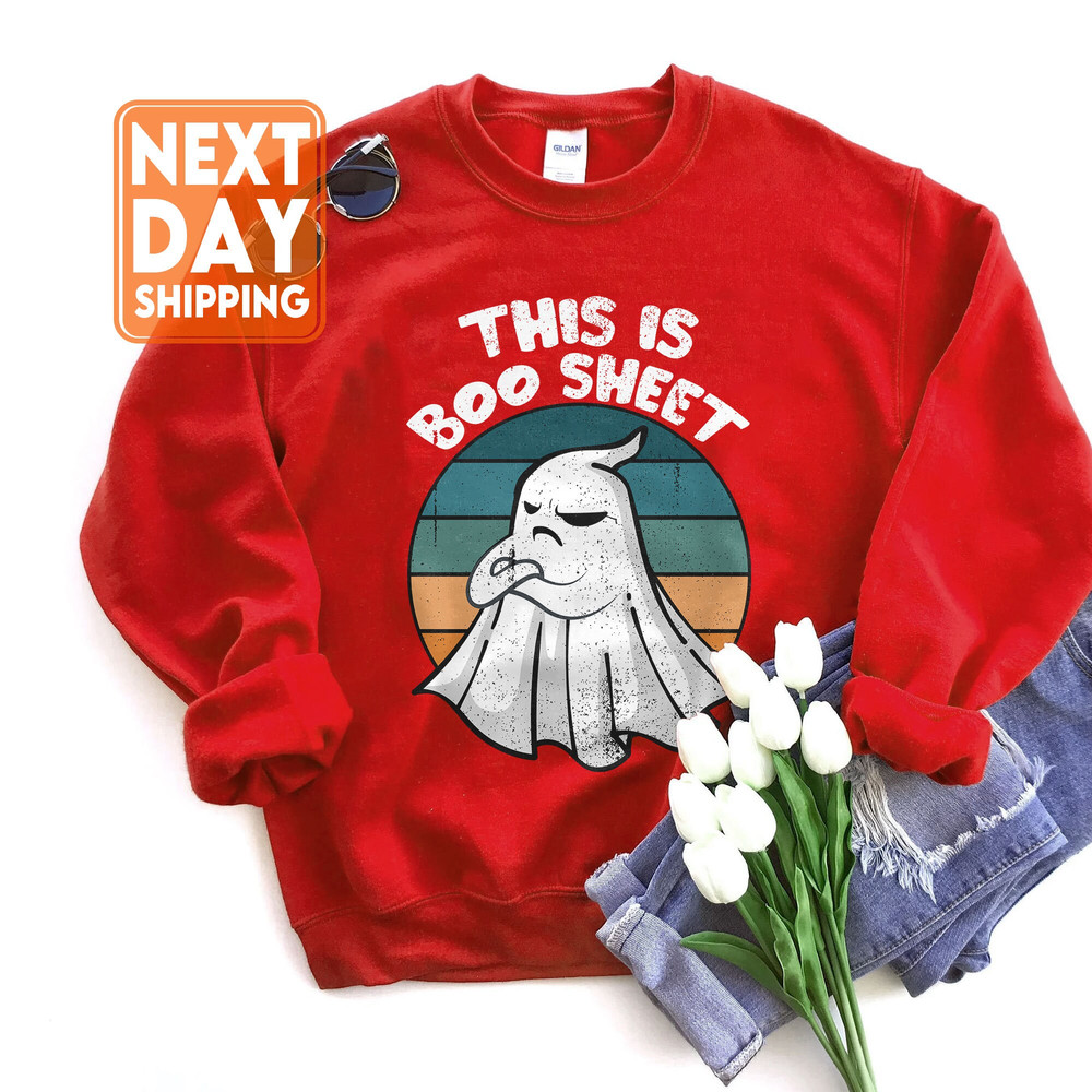 This Is Boo Sheet Ghost Retro Halloween Sweatshirt, BOO Halloween Crewneck, Cute Halloween Sweater - 3.jpg