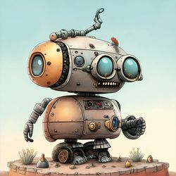 Futuristic Robot in Cartoon Style - Playful Digital Art
