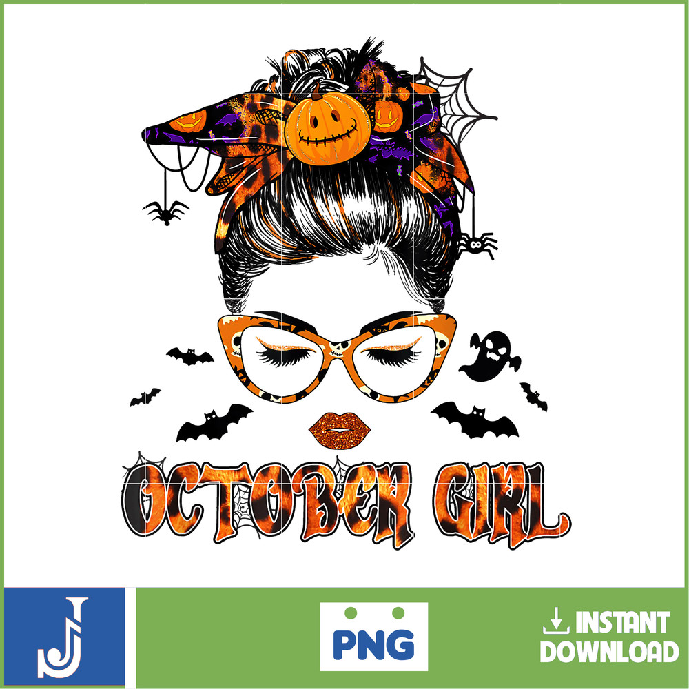 Women October girl Messy bun hair october birthday halloween T-Shirt.jpg