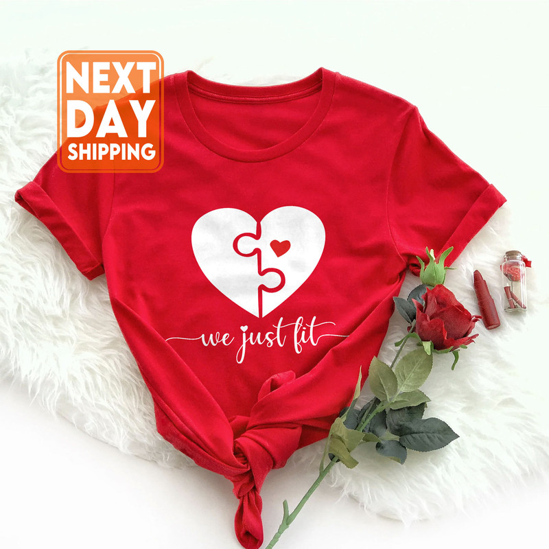 We Just Fit Matching Sweatshirt, Couple Valentine Shirt, Valentines Day Gift for Couple, Matching Couple Shirts, Funny Valentines Day Gift - 1.jpg