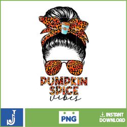 womens pumpkin spice messy bun hair leopard thanksgiving t-shirt