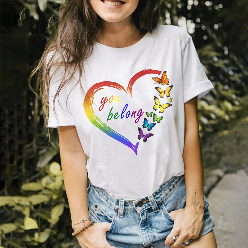 You Belong Tshirt, Butterflies LGBT Shirt, Lesbian T-Shirts, Gay Pride, Trans Ally Shirt, Equal Shirt - 2.jpg