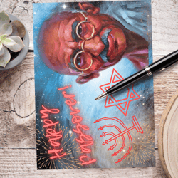 happy passover! digital greeting card with the leader mahatma gandhi.