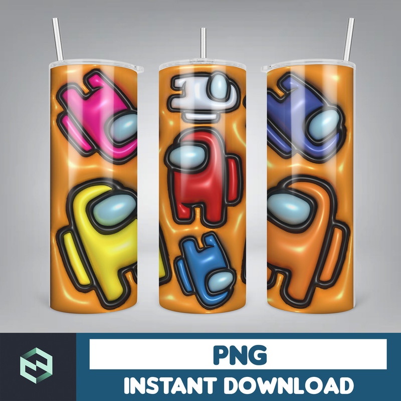 Bubble Wrap, 3D Inflated Puff Tumbler Wrap PNG, Cartoon Tumbler Design, 20oz Tumbler Wrap, Digital Download (11).jpg