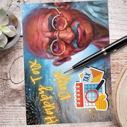 happy tax day! digital greeting card with the leader mahatma gandhi.