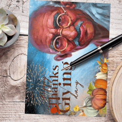 happy thanksgiving day! digital greeting card with the leader mahatma gandhi.