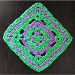 Crochet pdf pattern, digital pattern, crochet block,  square tablecloth, unique granny square, crochet home decor