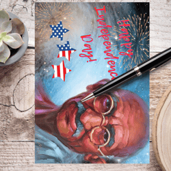 happy independence day! digital greeting card with the leader mahatma gandhi.