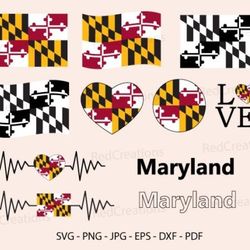 maryland flag bundle svg, state, love maryland flag bundle svg, state, love