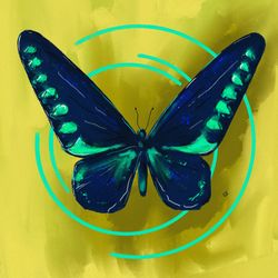 blue butterfly art print original painting wall decor