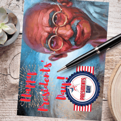 Happy Presidents' Day! Digital greeting card with the leader Mahatma Gandhi.