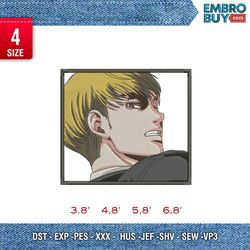 armin rectangle / anime embroidery design / anime design / embroidery pattern / design pes dst vp3  format