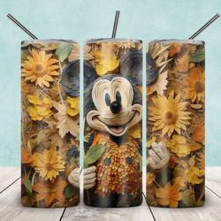 mickey tumbler, sunflowers mickey straighttapered skinny tumbler, summer mickey mouse sublimation wrap skinny tumbler
