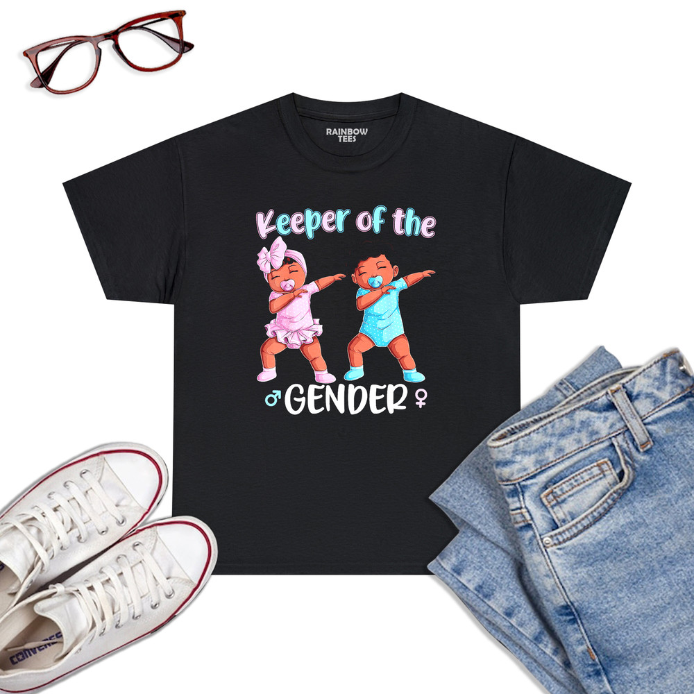 Keeper-Of-The-Gender-Reveal-Black-Baby-Announcement-Women-T-Shirt-Black.jpg