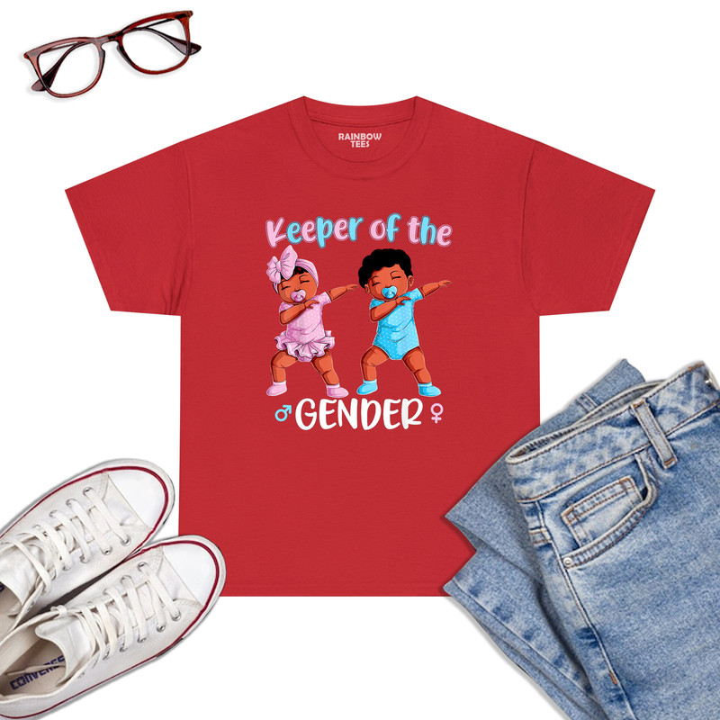 Keeper-Of-The-Gender-Reveal-Black-Baby-Announcement-Women-T-Shirt-Red.jpg