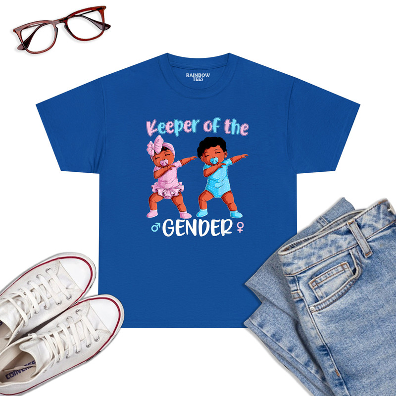 Keeper-Of-The-Gender-Reveal-Black-Baby-Announcement-Women-T-Shirt-Royal-Blue.jpg