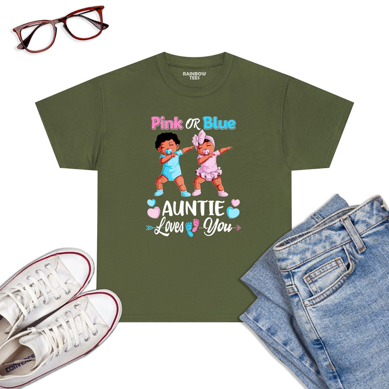 Pink-Or-Blue-Auntie-Loves-You-Black-Baby-Gender-Reveal-Women-T-Shirt-Military-Green.jpg