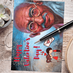 happy  valentine's day! digital greeting card with the leader mahatma gandhi.