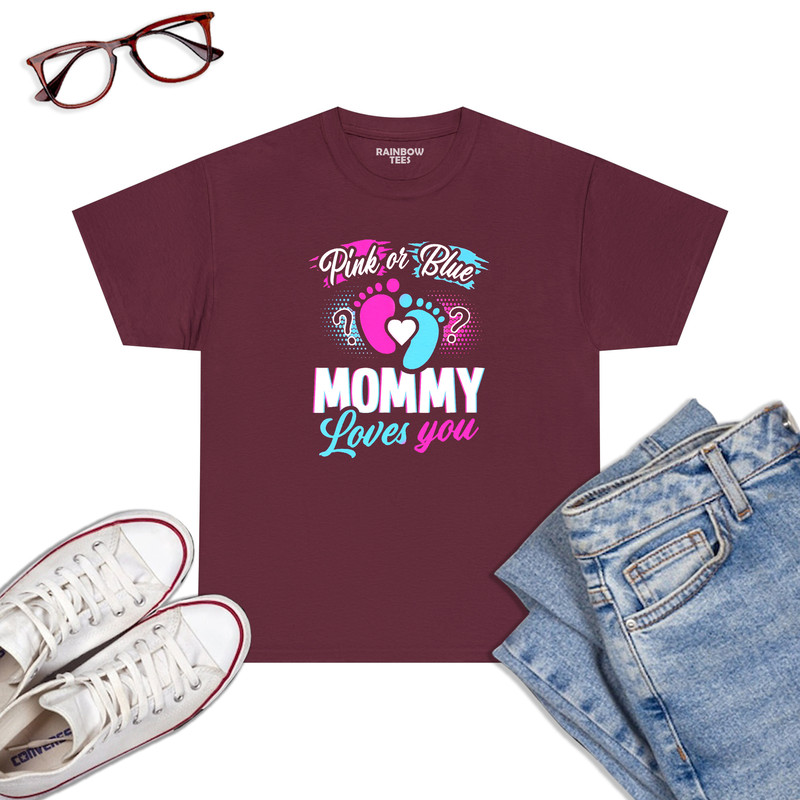 Pink-Or-Blue-Mommy-Loves-You-Baby-Gender-Reveal-Party-Shower-T-Shirt-Maroon.jpg