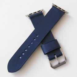 Apple watch strap Blue, genuine leather, watchband handmade, for Apple Watch Series 8/7/6/SE/5/4/3/2/1