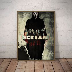 scream poster, enigmatic creature's rhapsody poster, movie poster, film poster, wall art, wall decor, prints, ghostface