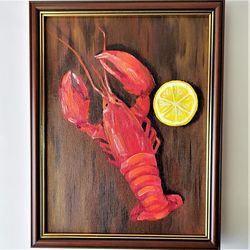 Lobster Acrylic Painting Food Art: Add Kitchen Wall Decor