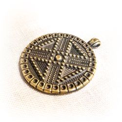 Cross in circle necklace pendant,Handmade Brass locket,handmade ukrainian jewellery,ukrainian brass locket,zgardy