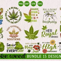 weed marijuana cannabis bundle svg
